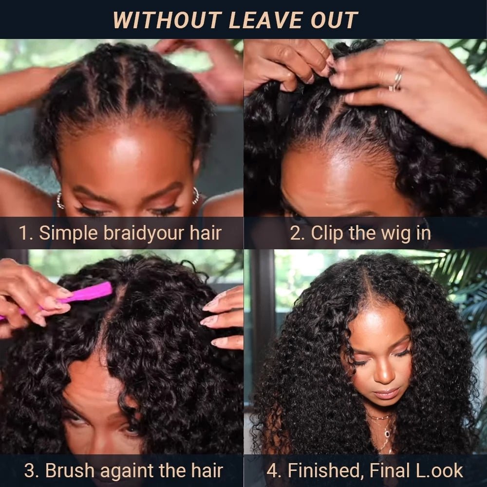 Kinky Curly V Part Wig - Human Hair - HalleBeauty